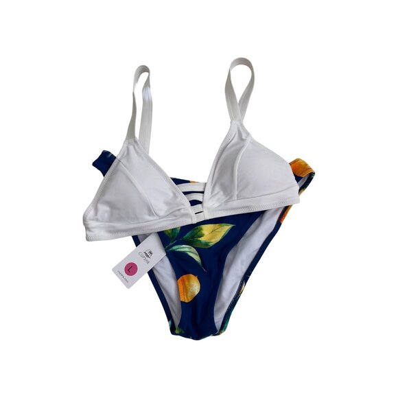 Cupshe White & Blue Lemon Print Bikini Set - Picture 1 of 8